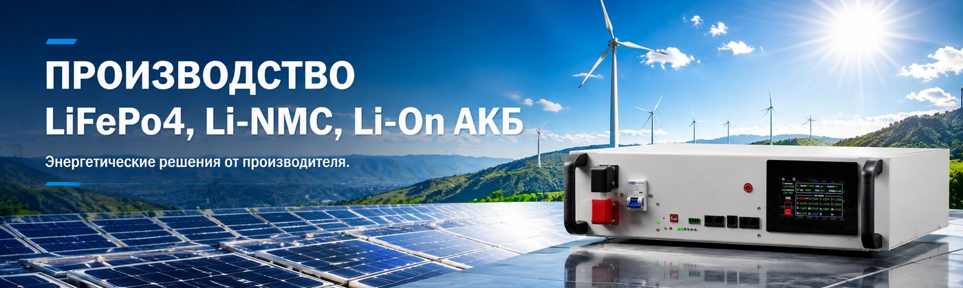 Производство литиевых аккумуляторов LiFePO4, Li-NMC, Li-Ion под заказ
